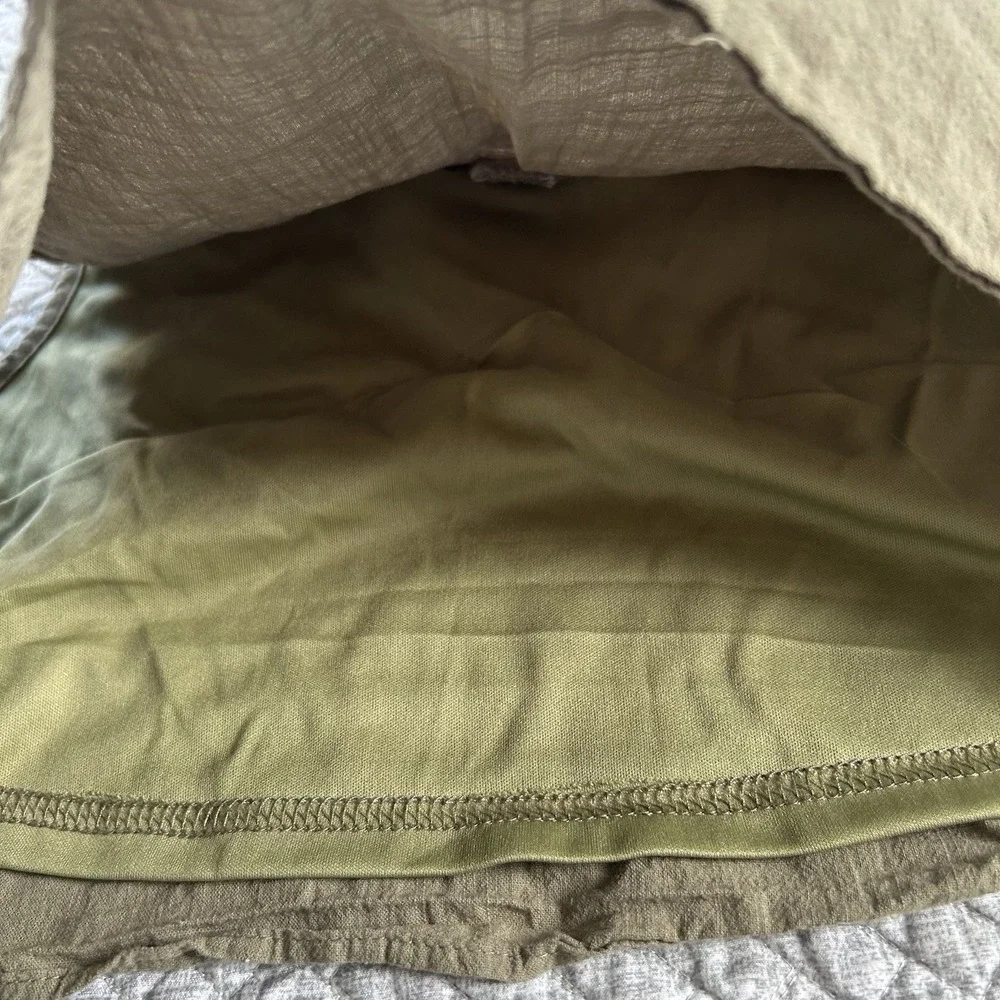 Olive Green Cotton Tank Top Boxy Cropped Minimalist Earthy Capsule Wardrobe M - Picture 5 of 8